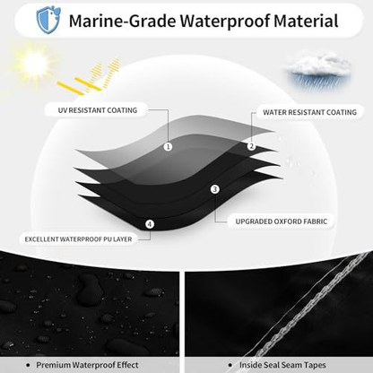 17-19FT: 600cm*310cm Boat Cover Trailerable Marine Grade 210D grey V1188-ZXY-01-16