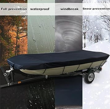 Square Boat 17-20FT (625cm x 360cm):Boat Cover Trailerable Marine Grade 210D grey V1188-ZXY-01-18