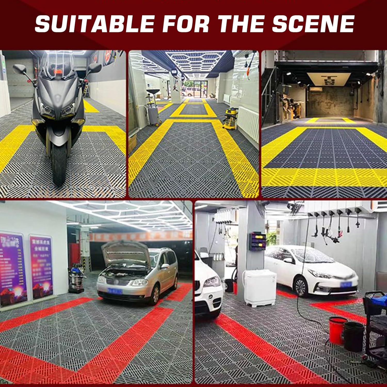 1.8 cm thick plastic interlocking floor tiles/grilles for car wash bays and car detailing shops - plastic V1188-ZXY-01-2