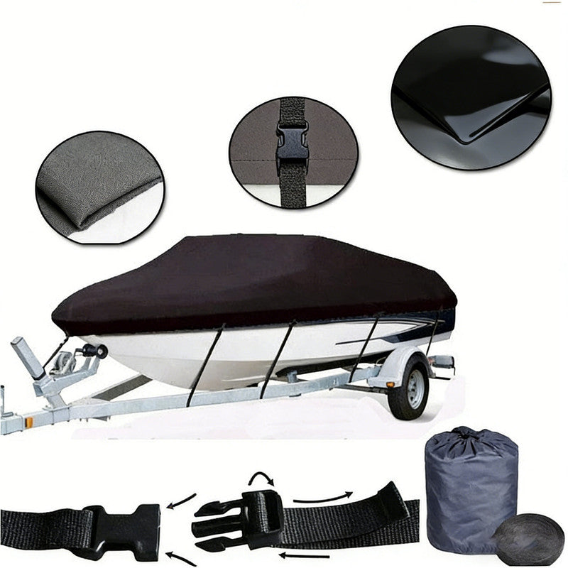 14-16ft Boat Cover Trailerable Marine Grade 600D Black V1188-ZXY-01-9