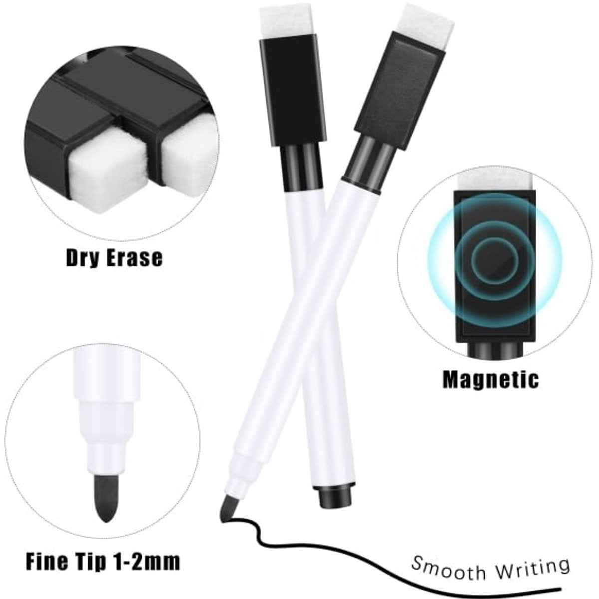 Whiteboard Markers (20-pack) - Small Whiteboard Markers - Black Whiteboard Markers - Fine Whiteboard Markers V1188-ZXY-10003