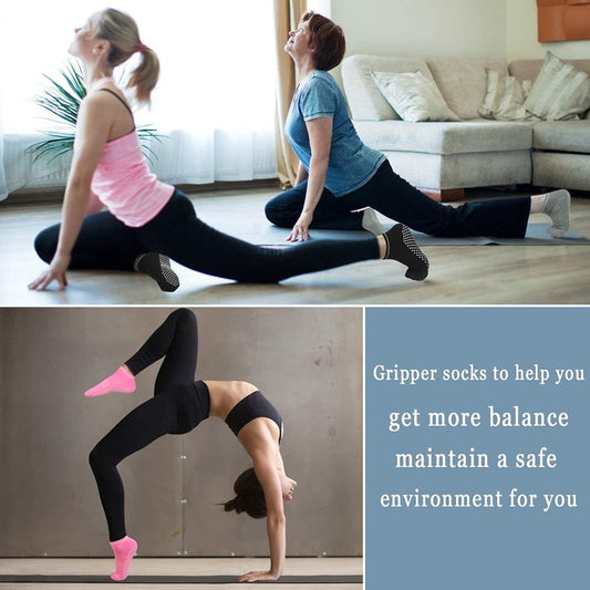 Non-slip socks - Pack of 4 pairs - Yoga and trampoline socks - Non-slip texture - Suitable for family use V1188-ZXY-10008