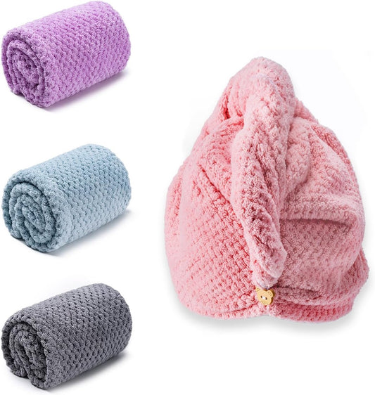 Towels - 4 pcs - Wet Hair Towel - Dry Hair Towel - Long Hair Headband - Women's Towels - Bathroom Amenities V1188-ZXY-10011