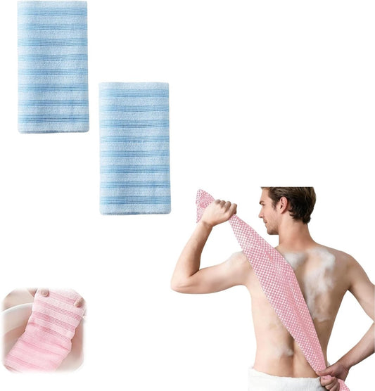 Back Scrubber Set | 2-Piece Exfoliating Shower Towel | Extra Long Exfoliating Washcloth for Men and Women - V1188-ZXY-10013