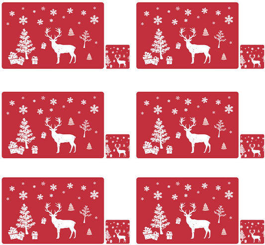 Placemats - Set of 12 - Christmas placemats - including coasters, Christmas placemats - heat-resistant and V1188-ZXY-10026