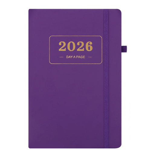 2026 Daily Planner - 2026 Adult Agenda - 1 Day on 1 Page - 365 Day Planner & Notebook - 14.0*20.8cm - Purple V1188-ZXY-10032