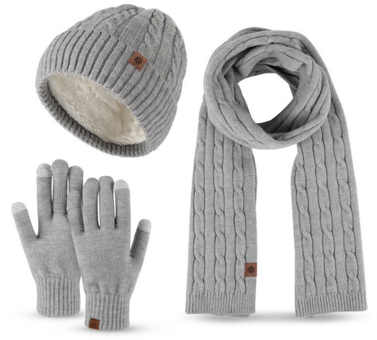 Hat, Scarf and Glove Set - Three-Piece Winter Set for Men: Knitted Hat, Scarf and Gloves - Warm Knitted Hat V1188-ZXY-10039