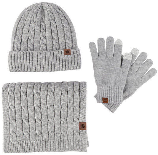 Hat, Scarf and Glove Set - Three-Piece Winter Set for Men: Knitted Hat, Scarf and Gloves - Warm Knitted Hat V1188-ZXY-10039