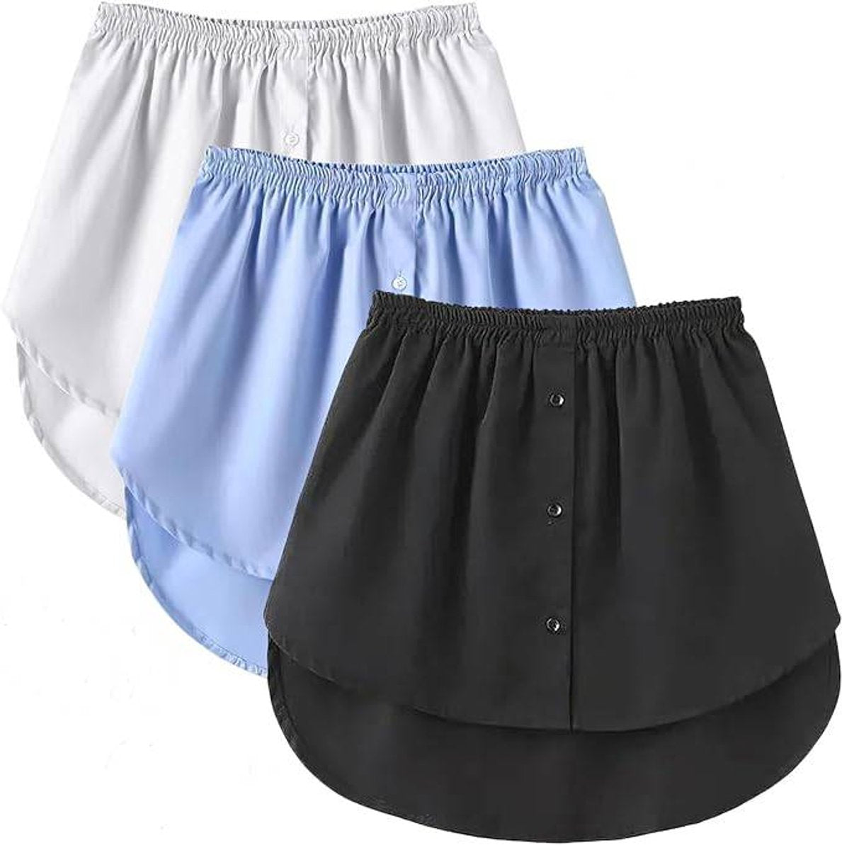 Three-Piece Extended Set - Women - Adjustable Layered Top - Midi Skirt - Layered Bra - Black, White and Blue V1188-ZXY-10047