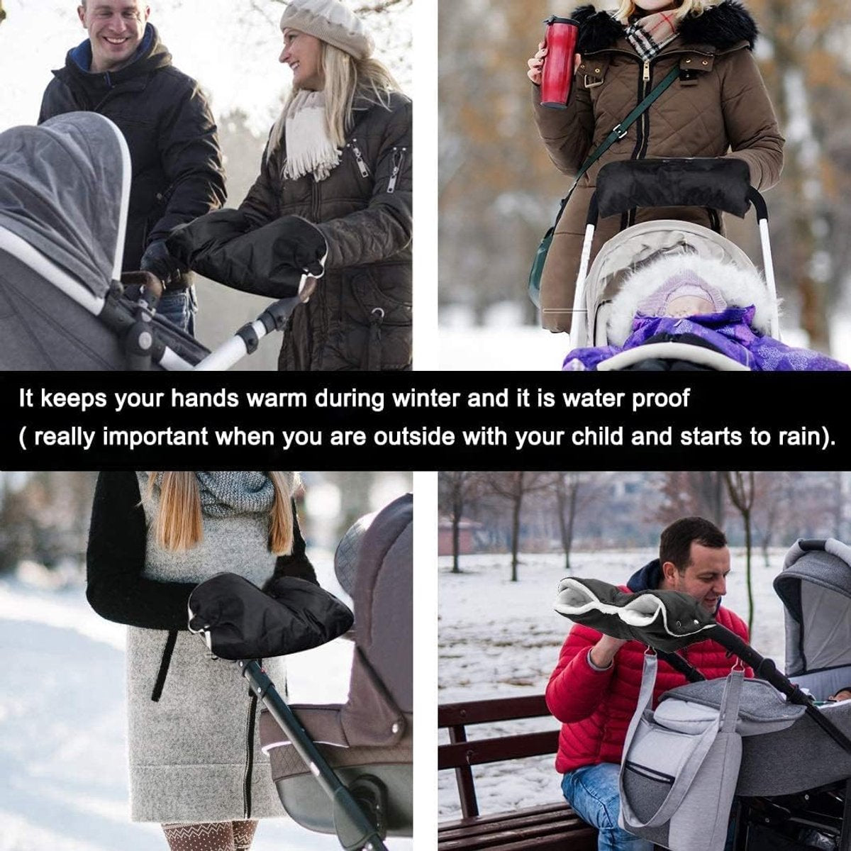 Fleece Stroller Gloves - Waterproof, Windproof, Frost-Resistant, Thickened and Warm - Winter Stroller Gloves V1188-ZXY-10048