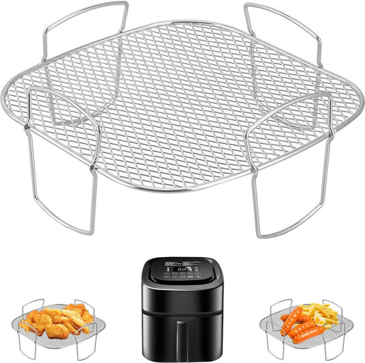 Square air fryer rack - Air fryer baking pan - Air fryer accessories - Stainless steel - 20.5 cm V1188-ZXY-10050