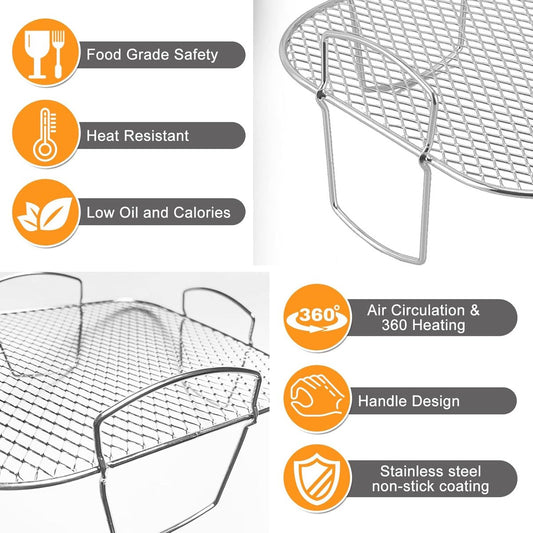 Square air fryer rack - Air fryer baking pan - Air fryer accessories - Stainless steel - 20.5 cm V1188-ZXY-10050