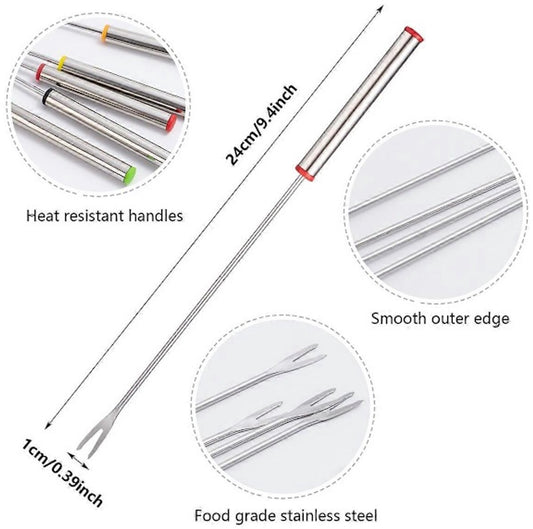 Stainless Steel Fondue Forks - Cheese Fondue Forks, Fruit Forks Stainless Steel - 12 Pieces, 24 cm V1188-ZXY-10054