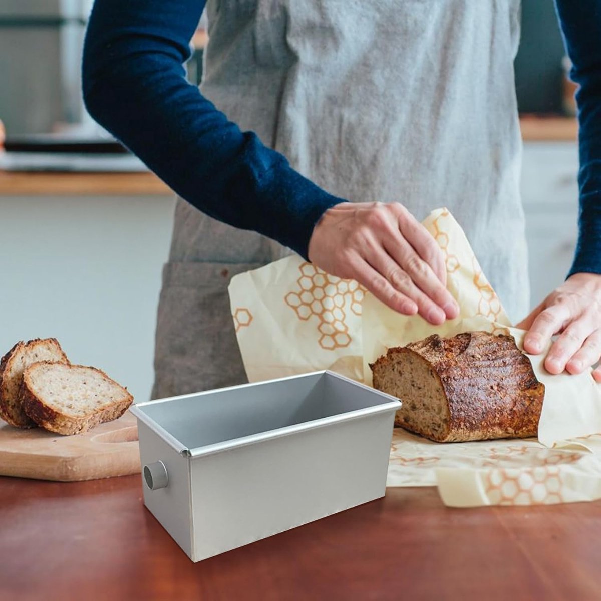 Bread Pan - Mini Rectangular Aluminum Alloy Bread Pan - With Round Hollow Tube - Non-Stick Bread Pan - 18 x 9 V1188-ZXY-10057