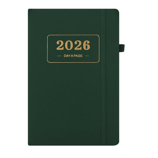 2026 Daily Planner - 2026 Adult Agenda - 1 Day on 1 Page - 365 Day Planner & Notebook - 14.0*20.8cm - Green V1188-ZXY-10067