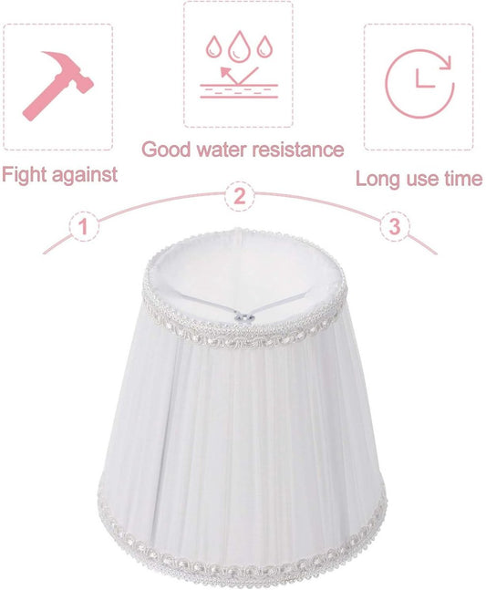 Lampshade - Table Lampshade - White Pleated Tubular Lampshade - Small - Suitable for Table Lamps and Floor V1188-ZXY-10068