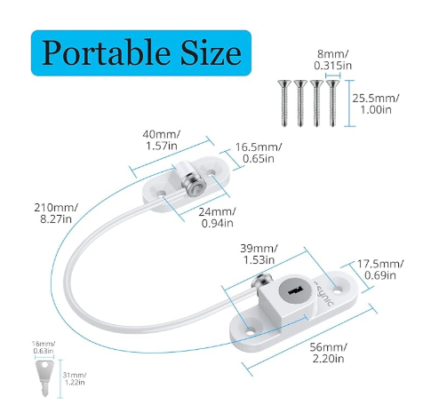 Window Locks - 4-pack window locks, window stops, child-proof window locks, door locks - White V1188-ZXY-10072