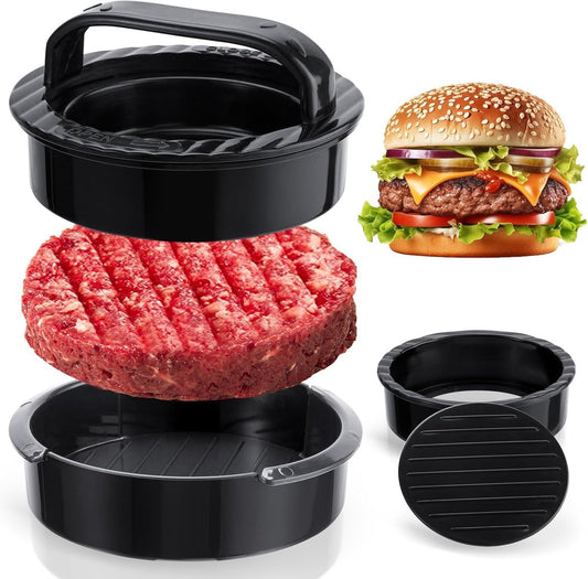 3-in-1 Hamburger and Hamburger Press - Hamburger Mold - Non-stick, Durable Patty Maker for Stuffed Burgers V1188-ZXY-10075