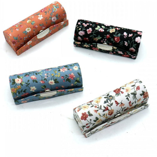 Organizer - Set of 4 Women's Lipstick Cases with Floral Motif and Mirror - Makeup Storage Set, Cosmetic V1188-ZXY-10087
