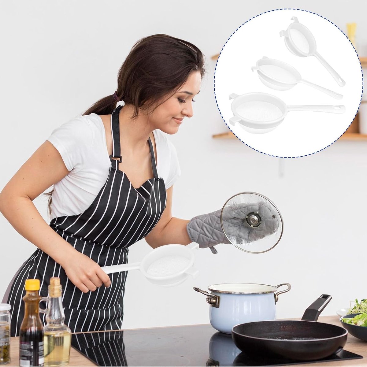 Filter - Strainer - Strainer Set - Strainer Set - Three-Piece Strainer Set with Handles - Kitchen Strainer - V1188-ZXY-10092