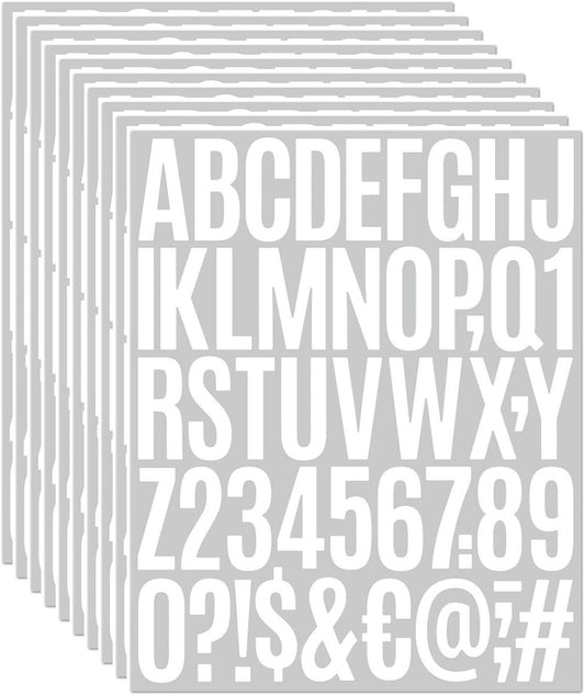 letter stickers - 10-sheet vinyl letter stickers - 2-inch self-adhesive alphabet and number stickers - V1188-ZXY-10093