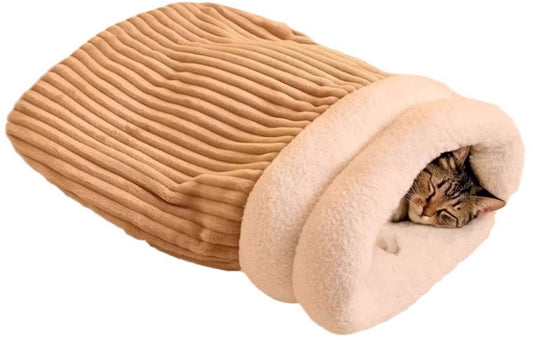 Cat Bed - Cave Cat Basket - Winter Sleeping Bag for Pets - Soft Plush Cat Bed - Suitable for Indoor Cats, V1188-ZXY-10103