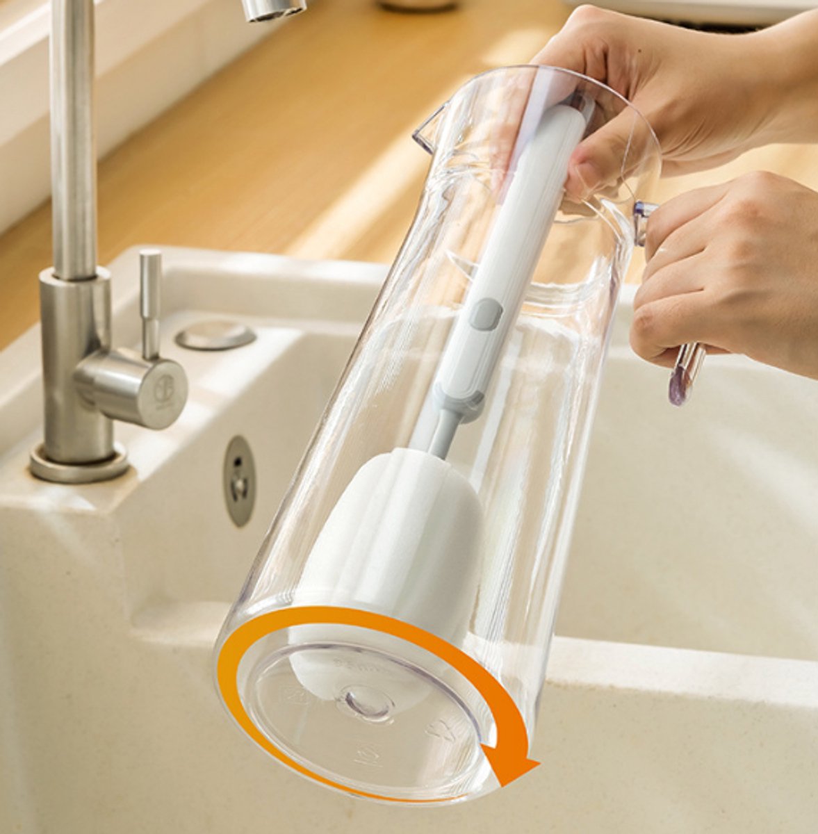 Brush - Detachable sponge brush - Long-handled bottle brush - Suitable for coffee cups, glasses and other V1188-ZXY-10107