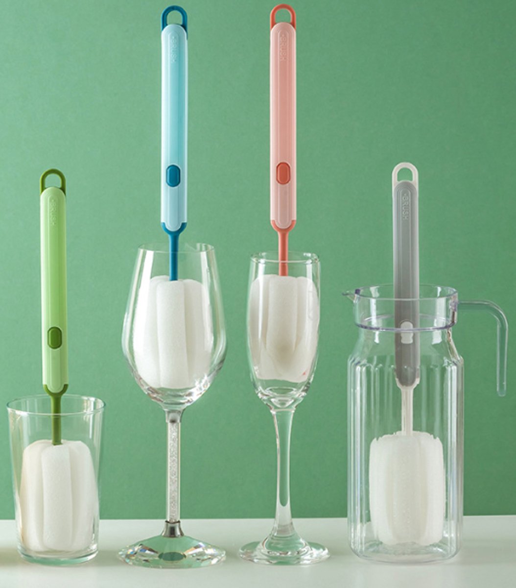 Brush - Detachable sponge brush - Long-handled bottle brush - Suitable for coffee cups, glasses and other V1188-ZXY-10107
