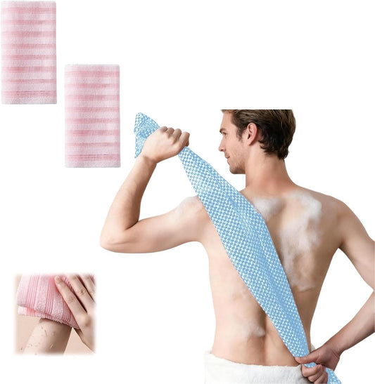 Back Scrubber Set | 2-Piece Exfoliating Shower Towel | Extra Long Exfoliating Washcloth for Men and Women - V1188-ZXY-10113