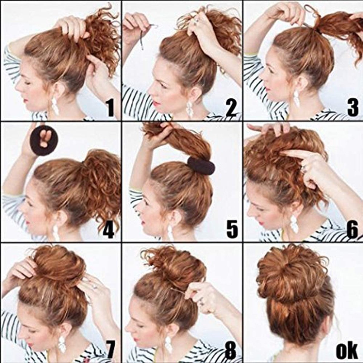 Scrunchies - 2 Medium (3 inch/Brown) - Easy-to-use loop scrunchies - Great for short and fine hair V1188-ZXY-10119