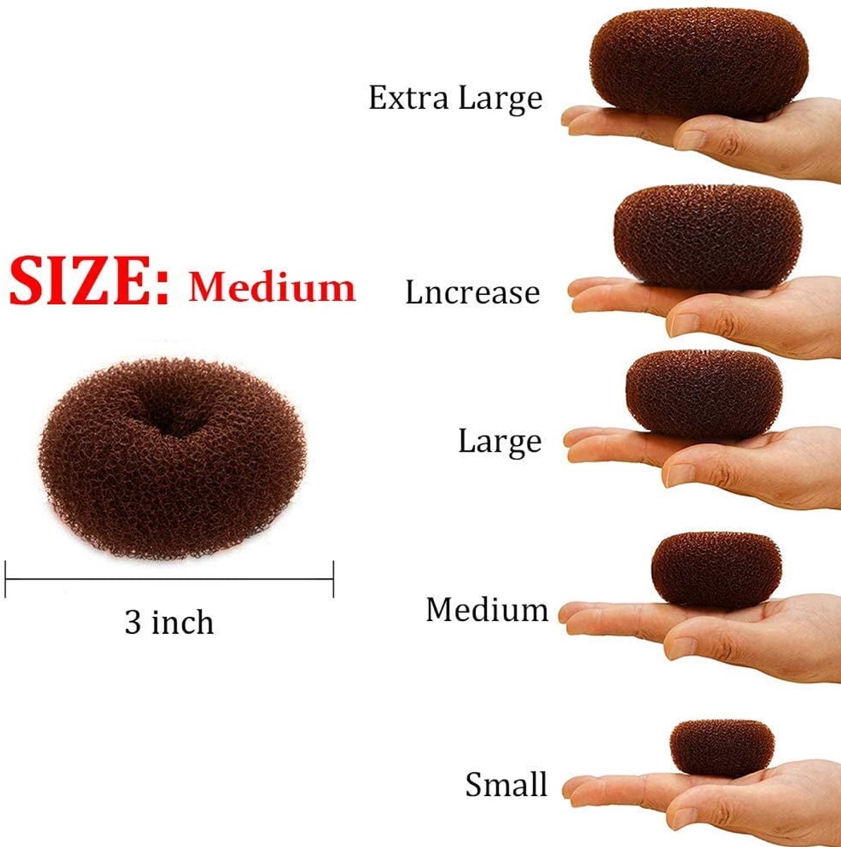 Scrunchies - 2 Medium (3 inch/Brown) - Easy-to-use loop scrunchies - Great for short and fine hair V1188-ZXY-10119
