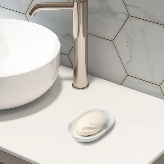 Soap Dish - Ceramic Soap Dish - Non-Slip Marble Soap Dish - Bathroom Soap Holder - Suitable for Bathroom, V1188-ZXY-10123