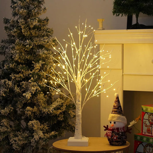 LED Lighting - Christmas Tree with LED Lighting - 60cm Birch Wood Christmas Decoration - Bright and Warm V1188-ZXY-10126