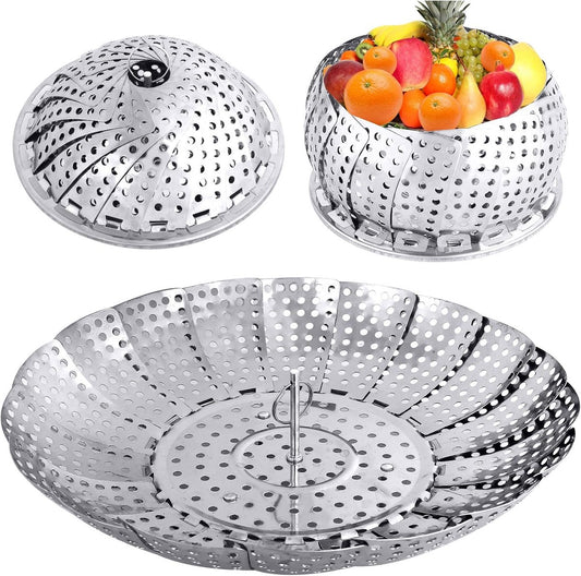Vegetable Steamer Basket - Collapsible Steamer Basket - Stainless Steel Foldable Steamer Basket - For Cooking V1188-ZXY-10127