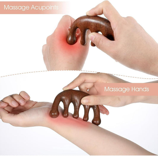 2-Piece Scalp Massage Comb Set - Wooden Wide-Tooth Comb - Wooden Scalp Massage Comb Unisex V1188-ZXY-10128