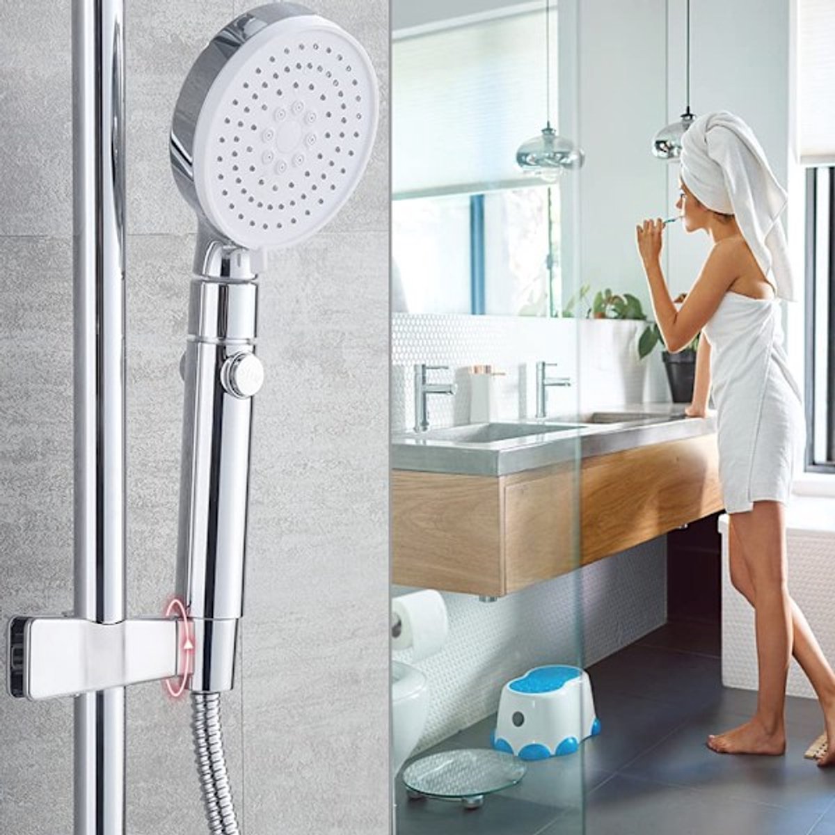 Shower head holder - Adjustable shower head holder - 45 degrees rotatable universal shower head 20-25 mm - V1188-ZXY-10132