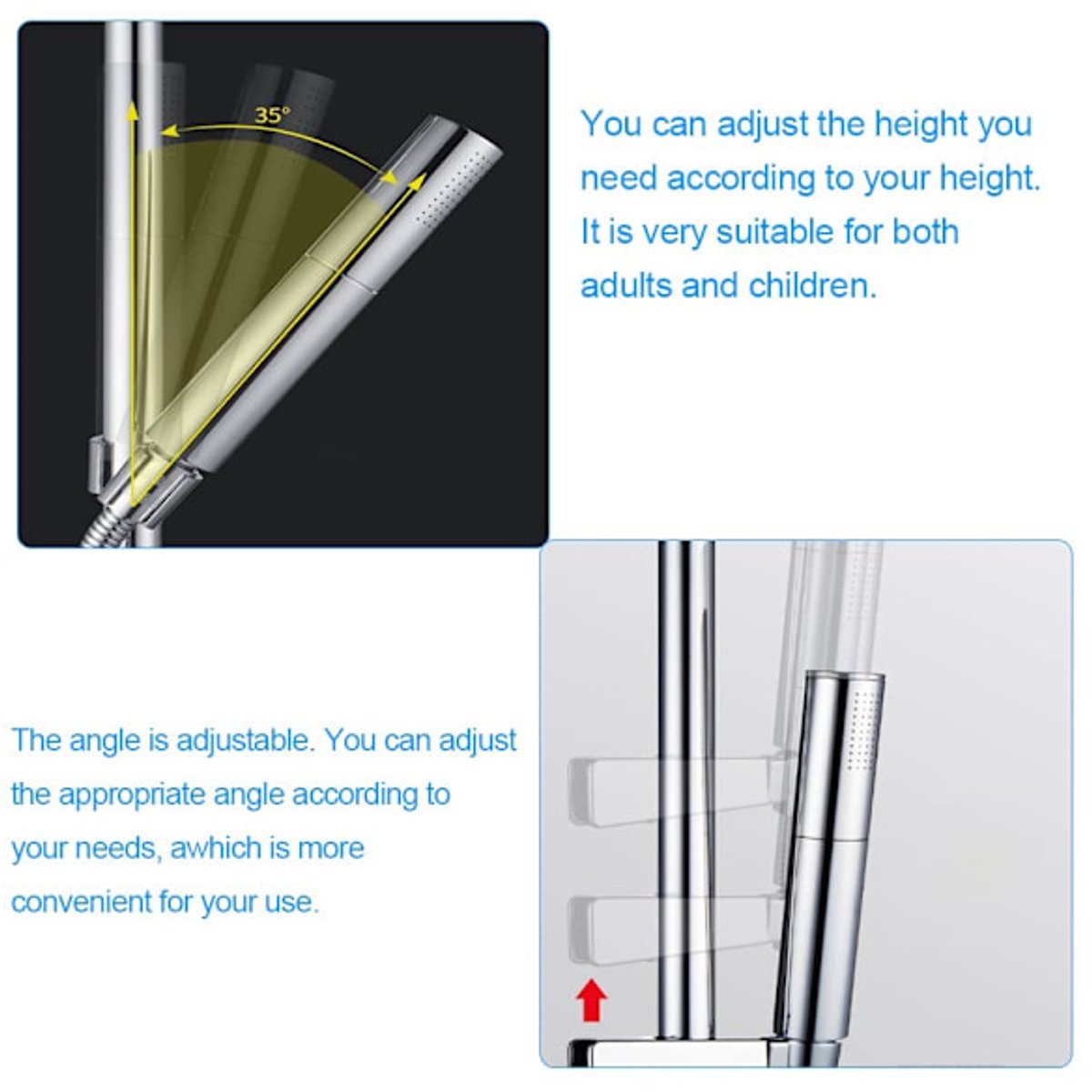 Shower head holder - Adjustable shower head holder - 45 degrees rotatable universal shower head 20-25 mm - V1188-ZXY-10132
