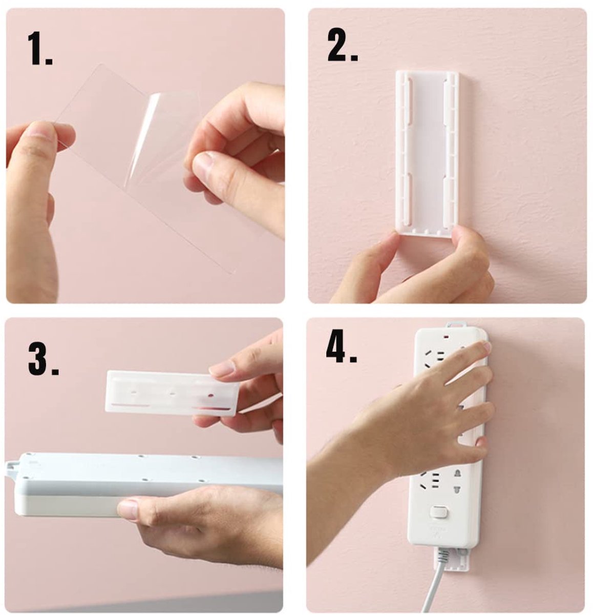 Self-adhesive - Desk socket holder - No perforation - Self-adhesive socket holder - Cable management - No V1188-ZXY-10142