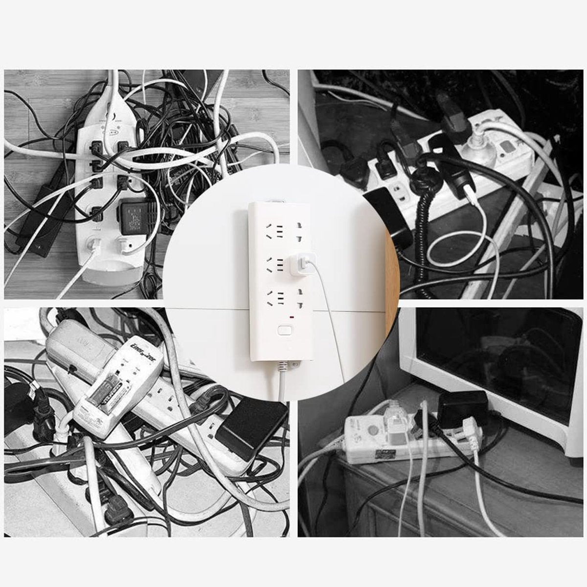 Self-adhesive - Desk socket holder - No perforation - Self-adhesive socket holder - Cable management - No V1188-ZXY-10142