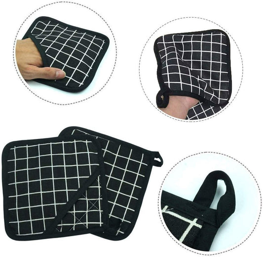 Potholders - Cotton Potholders - Fabric Mitts - Heat Resistant Placemats - Square Potholders - with Pockets - V1188-ZXY-10146