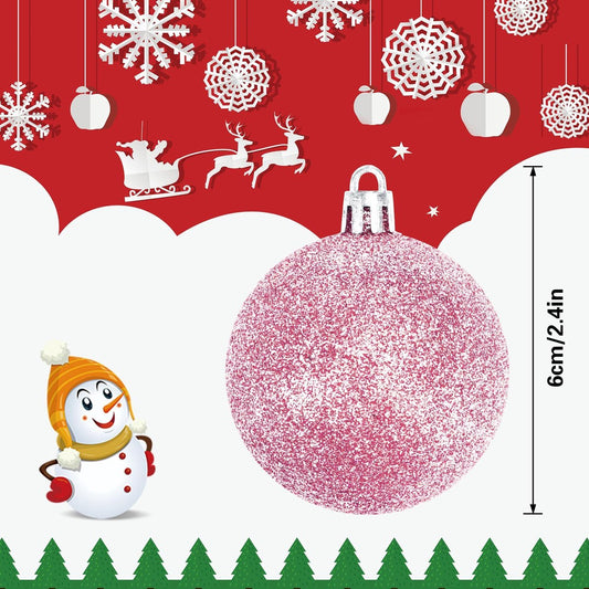 Christmas Baubles - Pack of 24 - Large Size, 6cm Diameter - Unbreakable Plastic - Christmas Tree Decoration - V1188-ZXY-10148