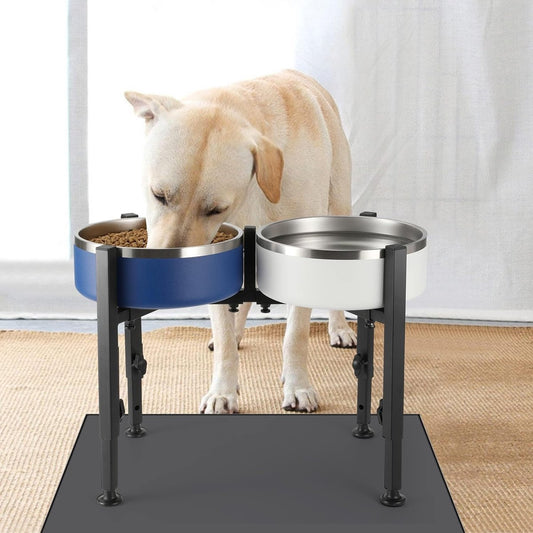Dog Food Bowl Holder - Metal Food Bowl Holder - Adjustable Dog Food Bowl Holder - Double Food Bowl Holder - V1188-ZXY-10152