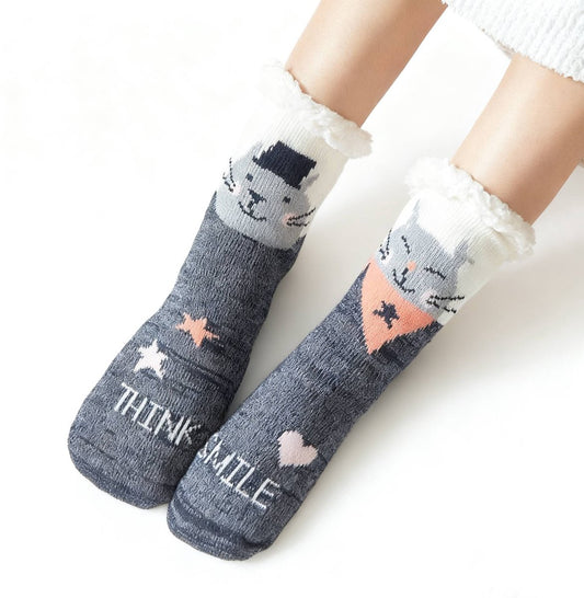 House Socks (1 pair) - Floor Socks - Slipper Socks - Women's House Socks - Fleece Lining - Non-Slip House V1188-ZXY-10161