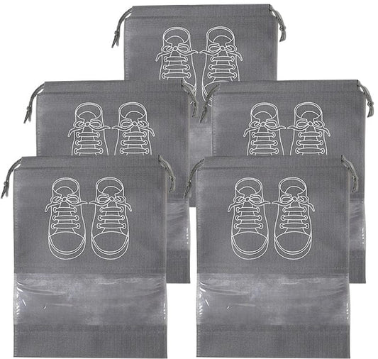 Shoe Bags - 5 Pieces - Shoe Bag - Travel and Storage Bag - Water-Repellent - Travel Organizer - Gray V1188-ZXY-10176
