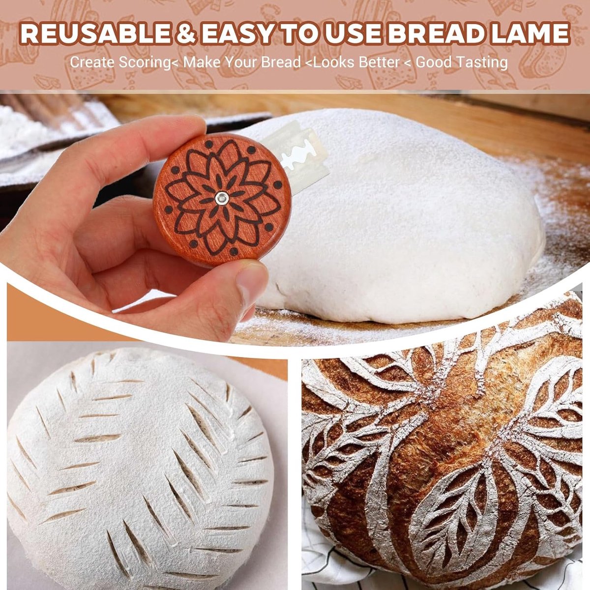Portable Round Bread Slicer, Bread Trimmer, Slicer, Baking Accessory with 5 Blades V1188-ZXY-10178