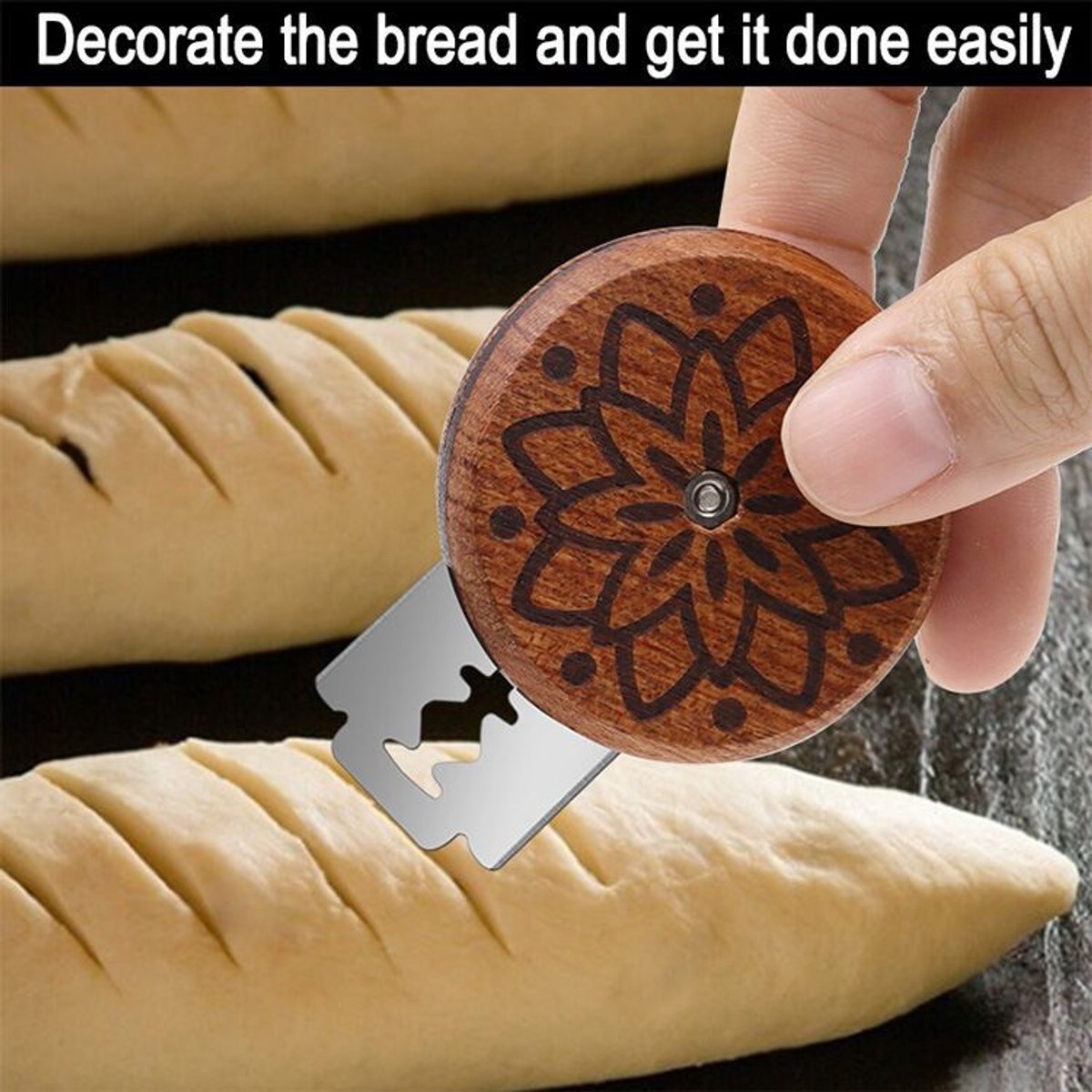Portable Round Bread Slicer, Bread Trimmer, Slicer, Baking Accessory with 5 Blades V1188-ZXY-10178