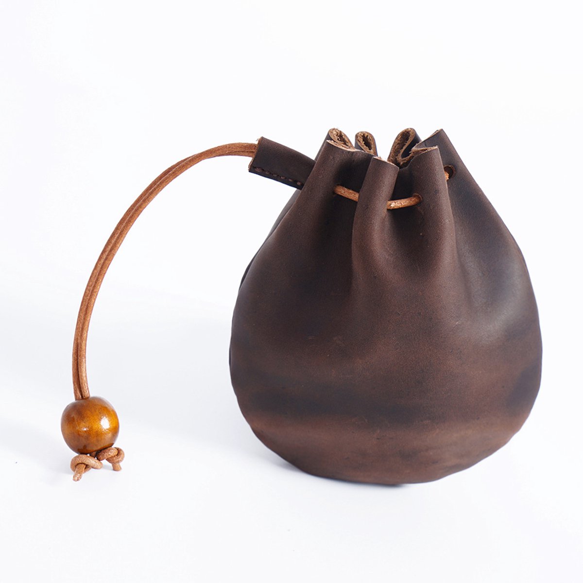 Drawstring Wallet - Leather Drawstring Wallet - Small Organizer for Headphones, Jewelry, and Candy - Coconut V1188-ZXY-10183