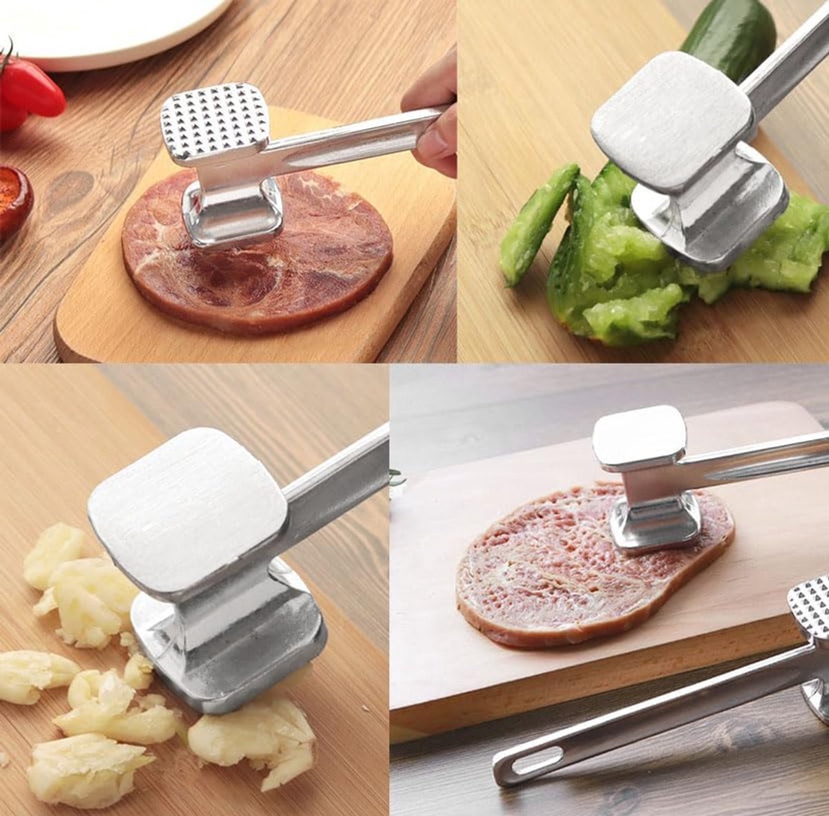 Meat Hammer Aluminum - Meat Tenderizer - Meat Beater - Kitchen Utensils - Silver Colored - BBQ Accessories V1188-ZXY-10184