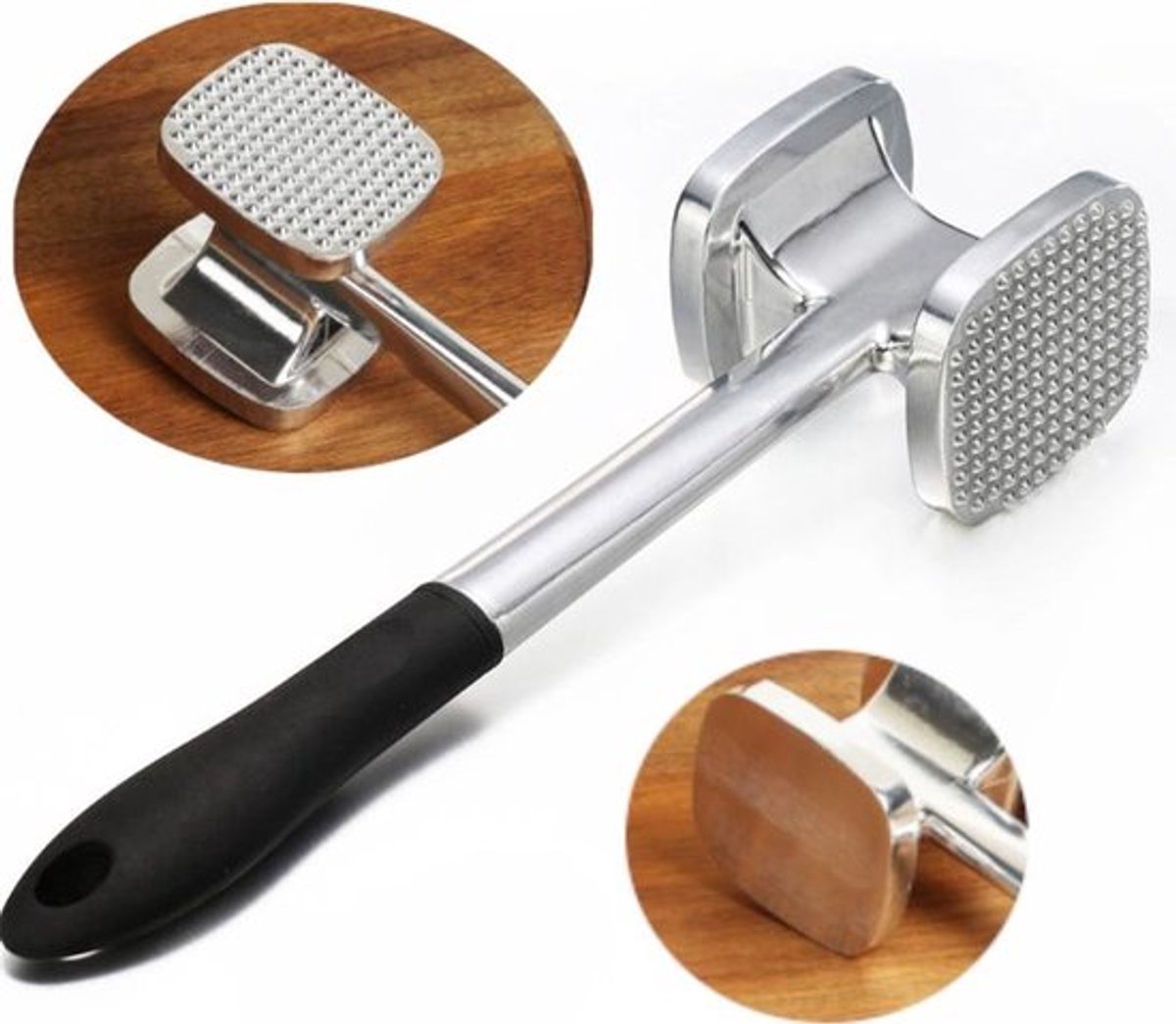 Meat Hammer Aluminum - Meat Tenderizer - Meat Beater - Kitchen Utensils - Silver Colored - BBQ Accessories V1188-ZXY-10184
