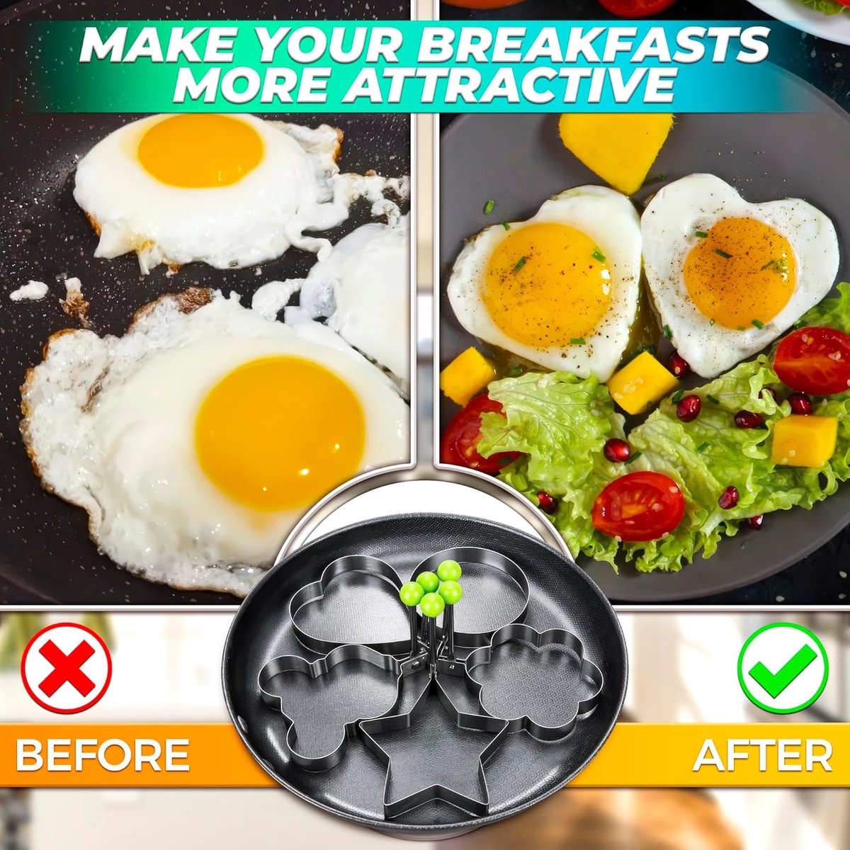 Stainless Steel Egg Baking Mold - 5 Pieces - Egg Baking Mold - Kitchen Utensils - DIY Model Egg Baking Mold - V1188-ZXY-10185